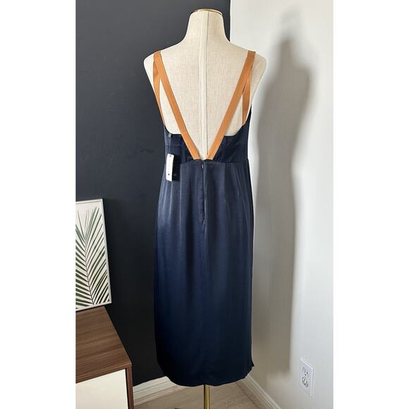 BY ANTHROPOLOGIE Sweetheart Side Slit Slip Open Back Midi Dress Satin - Picture 8 of 12